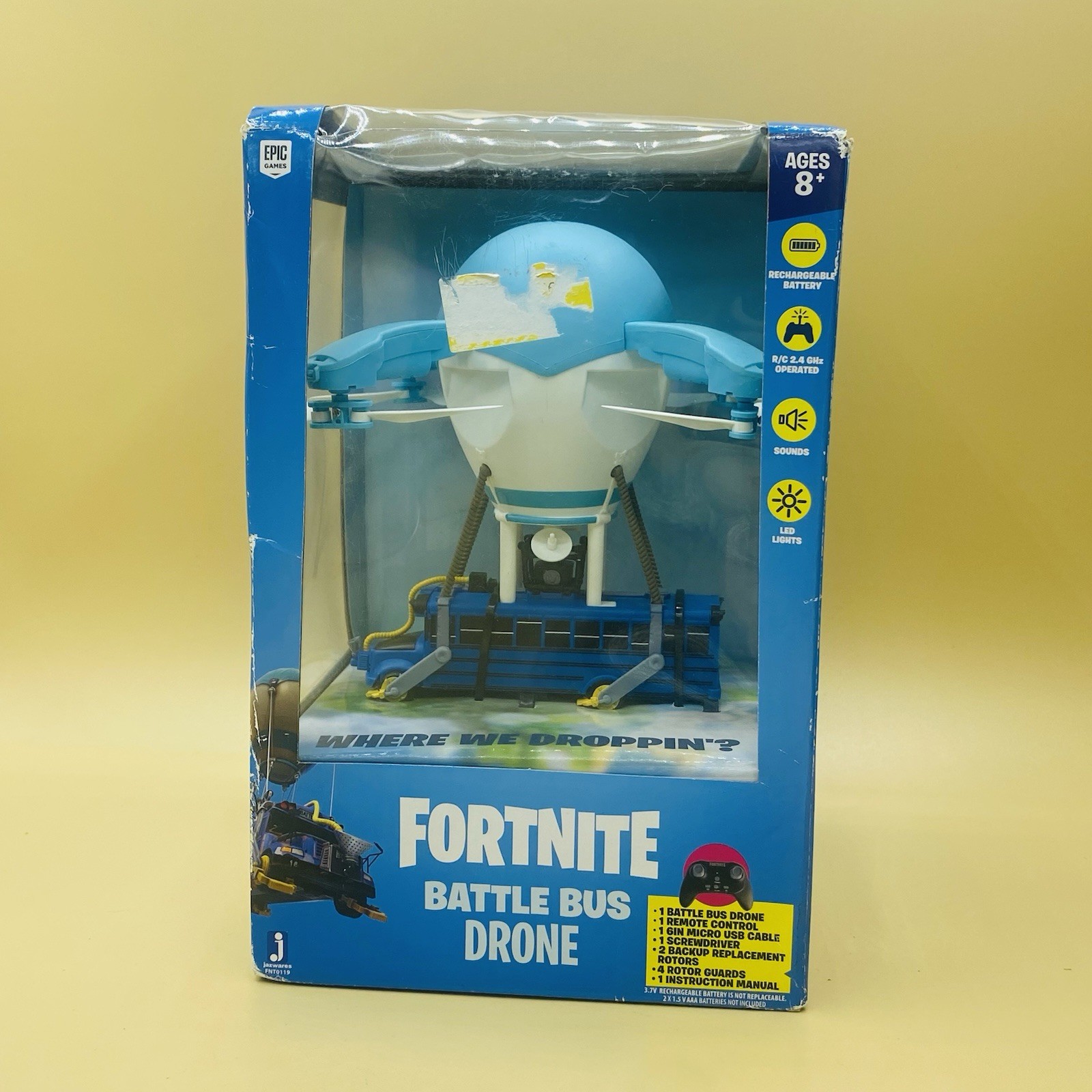 2019 Jazwares Fortnite Battle Bus Drone RC Sealed NIB New Rare Collector Toy