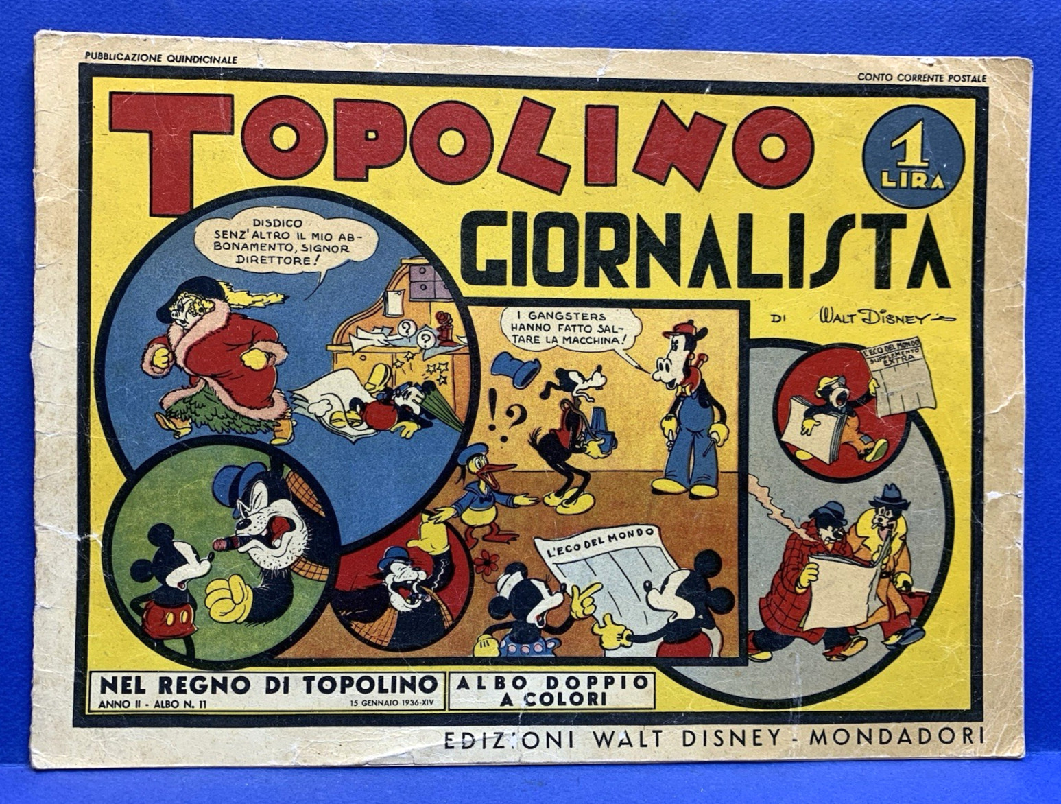 TOPOLINO GIORNALISTA  Nel Regno di Topolino 11 DISNEY 1936 originale MOLTO BUONO