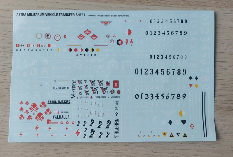 Astra militarum vehicle transfer sheet #1