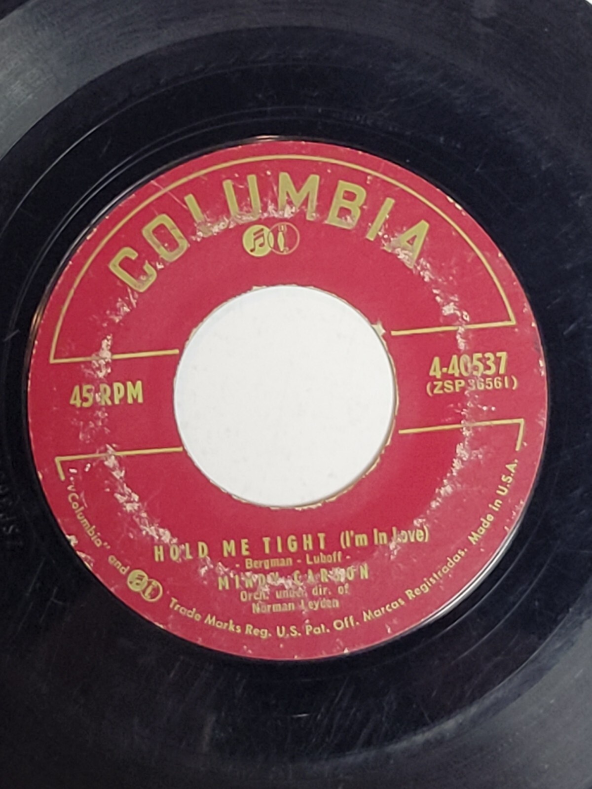 Mindy Carson: Hold Me Tight / Wake the Town and Tell People 45RPM