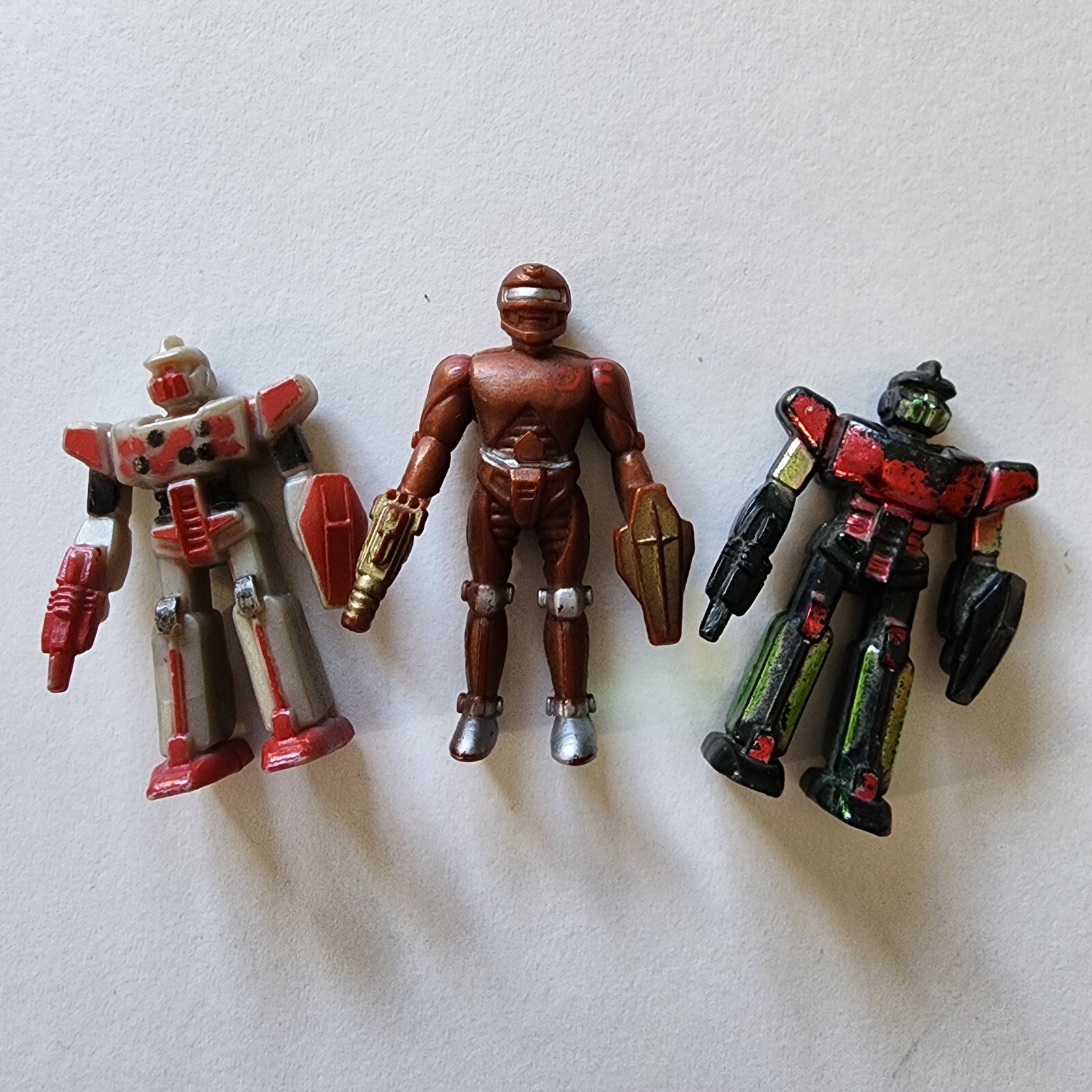 Vintage Soma Sonic Rangers Mini 2" Action Figures Red Grey Black Lot Of 3