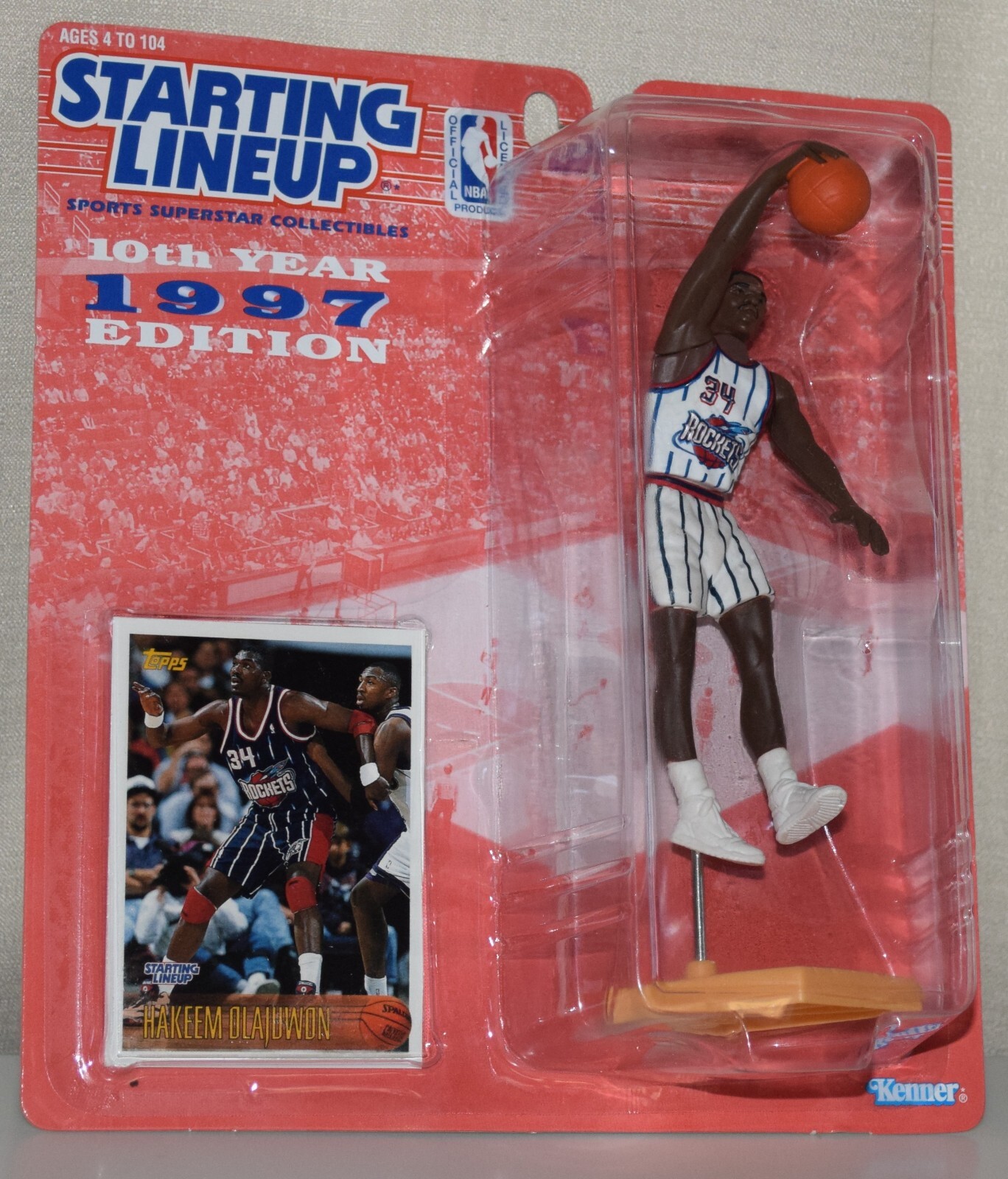 1997 STARTING LINEUP 69519 - HAKEEM OLAJUWON ⭐ HOUSTON ROCKETS - ⭐NOS⭐ SLU #2