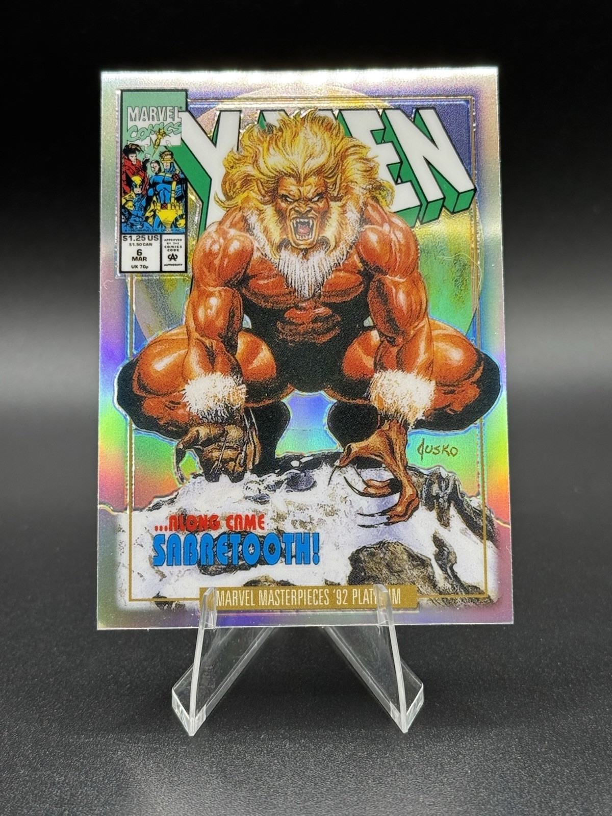 2024 Marvel Masterpieces '92 Platinum Sabertooth #78-V variante arcobaleno