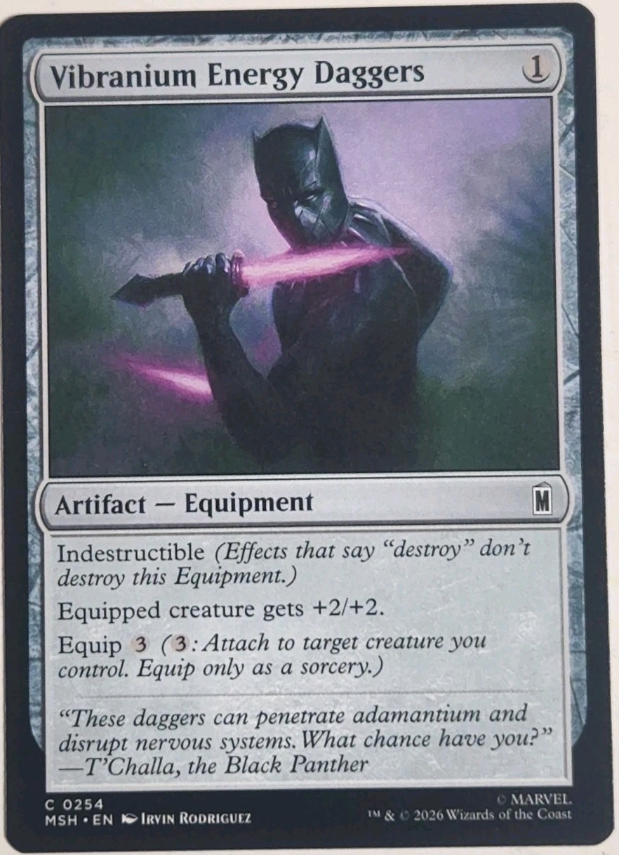 Scheda Ufficiale 2026 MTG Vibranium Energy Daggers Marvel Super Heroes #256