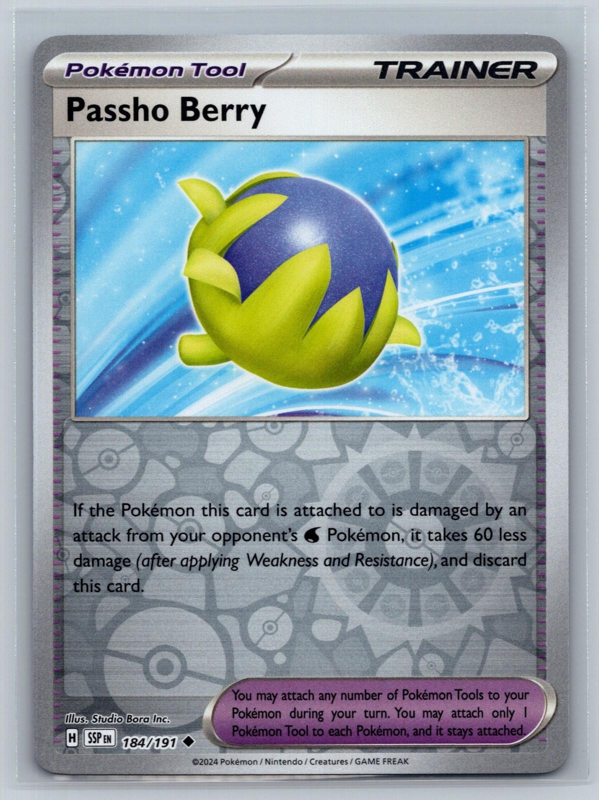Carta Pokemon Passho Berry 184/191 Scintille Urgenti Non Comune Reverse Holo Near Mint