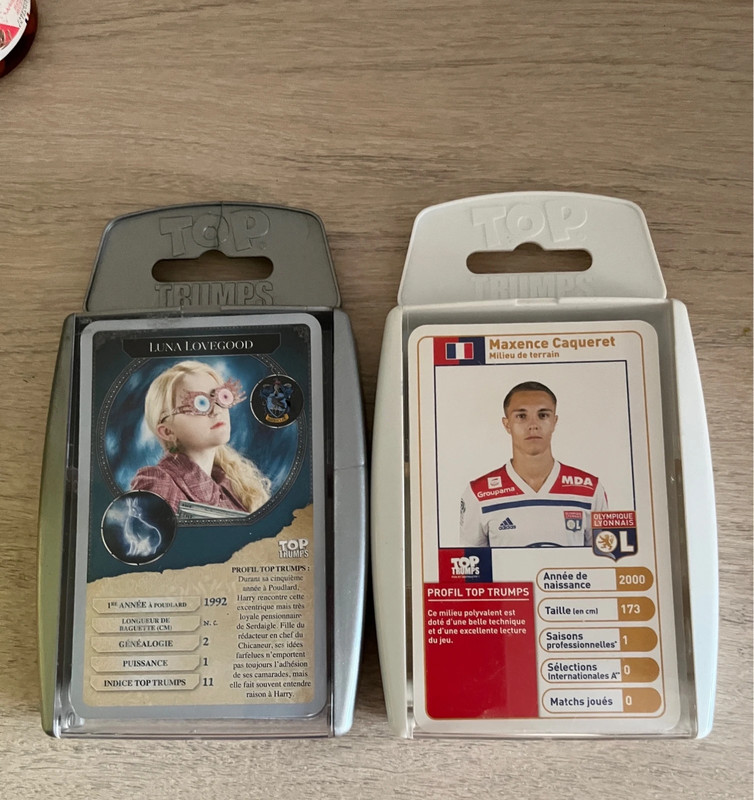 Lot de 2 jeux de cartes Top Trumps – Harry Potter & Football Olympique Lyonnais