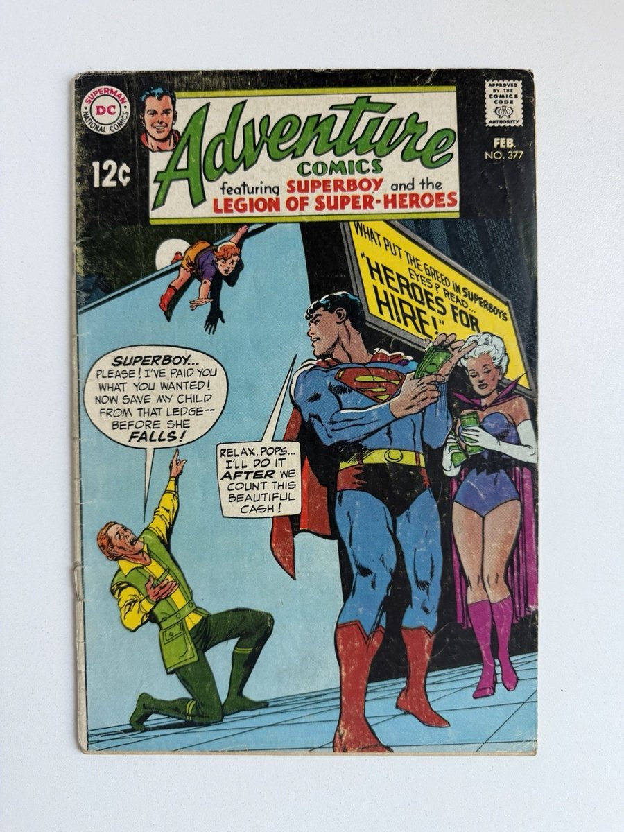 Adventure Comics #377 G/VG Superboy Legione dei Supereroi 1968 DC Silver Age