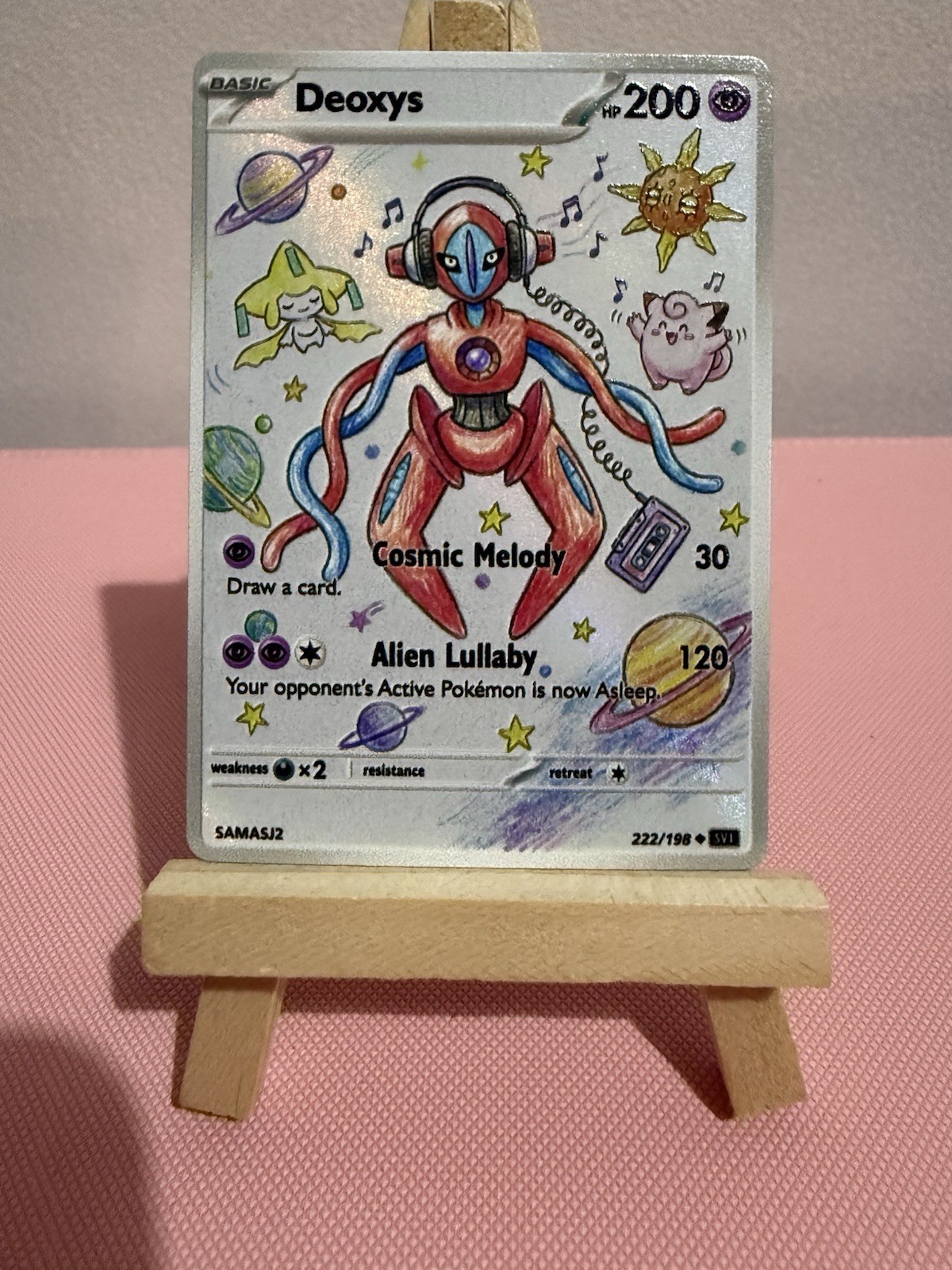 Music Deoxys Clefairy Solrock Jirachi Pokemon Card Display Art Card