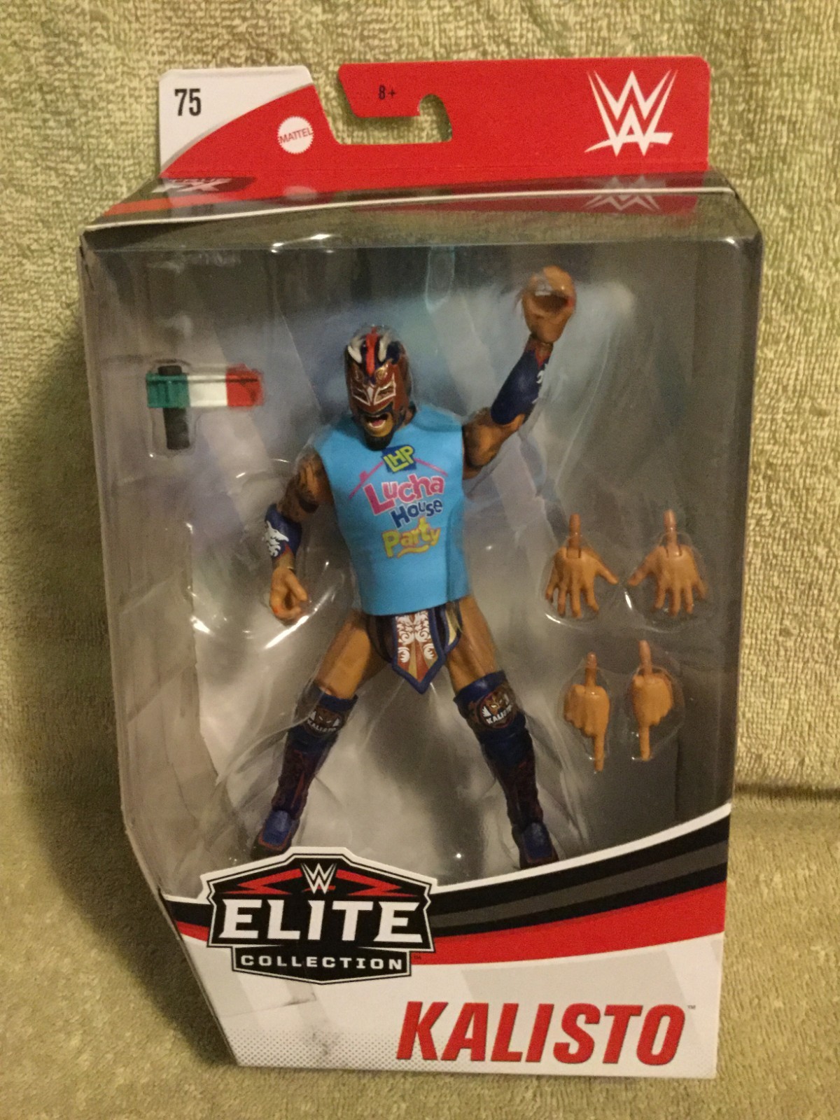 WWE Elite Kalisto Series 75 Mattel 2019 MOC Minor Scuffs confezione canadese RARO