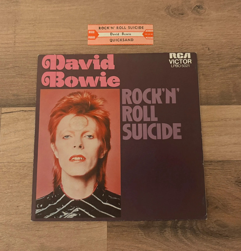 Disque Vinyle / SP / 45 Tours - David Bowie : Rock'N' Roll Suicide + Étiquette Juke-Box d’époque