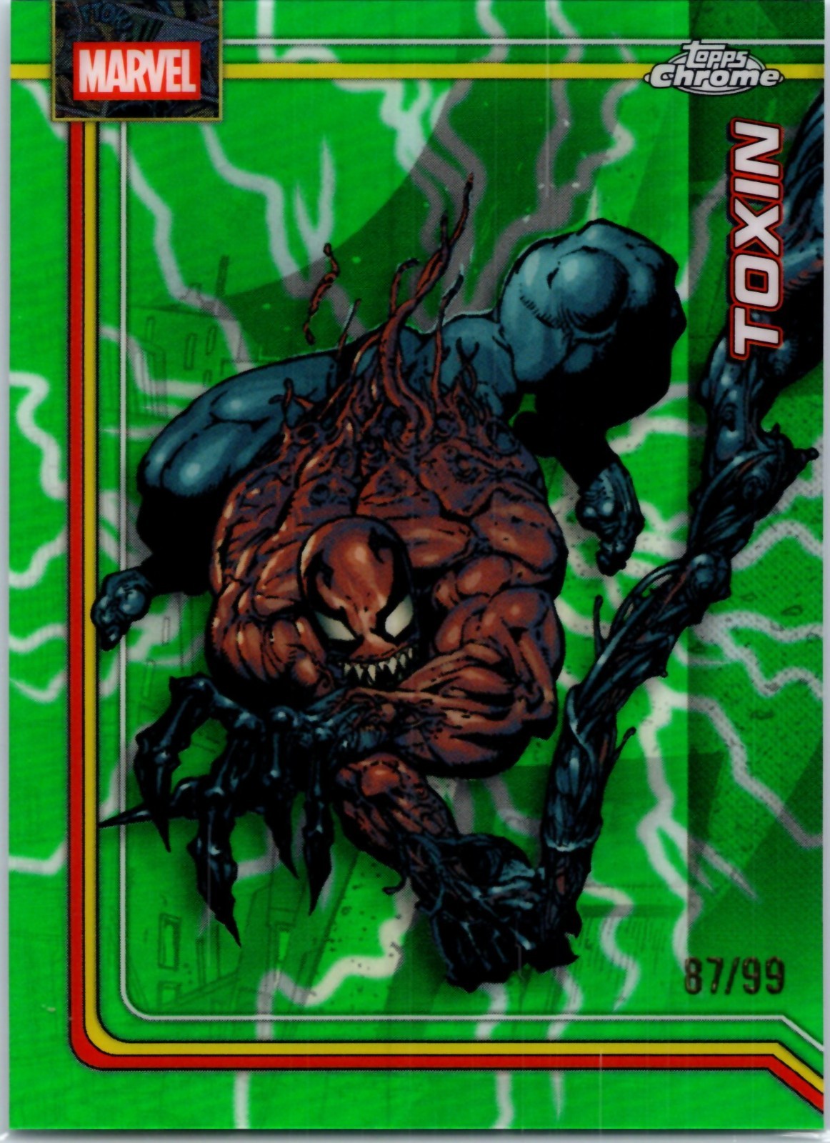 2026 Topps Chrome Marvel Comics TOXIN Storm's Lightning Green rifrattore /99 #181