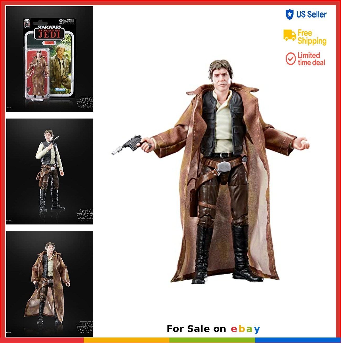 Han Solo Action Figure 6 Pollici Il Ritorno dello Jedi 40° Anniversario Serie Nera