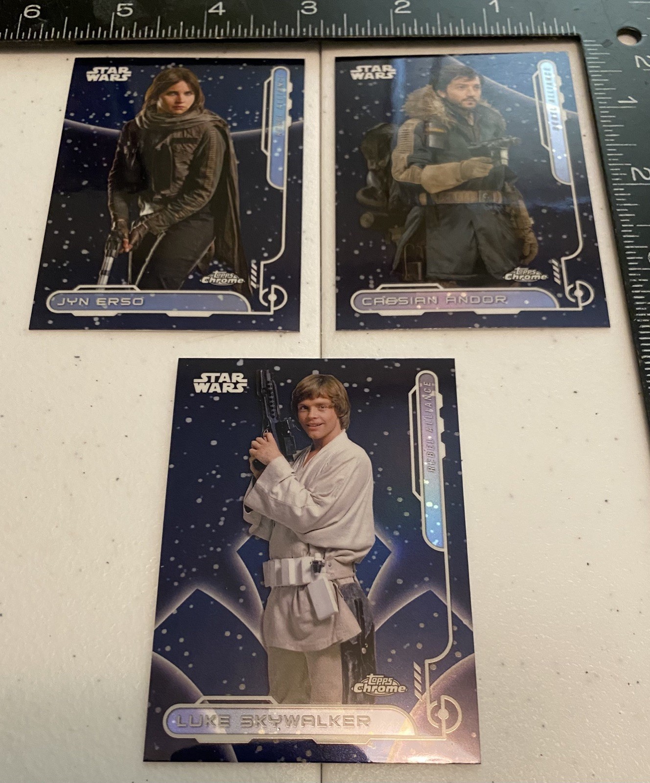 Star Wars Topps Chrome - Lotto di 3 carte da inserire - Cassian Andor - Luke - Jyn Erso
