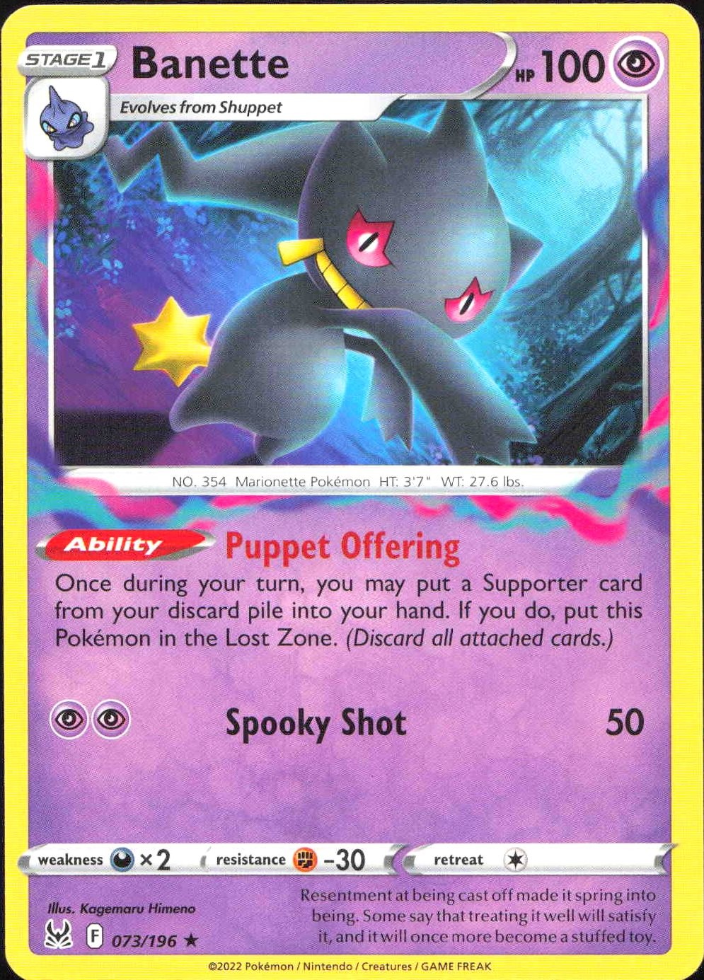 Banetta 73/196 Origine Perduta 2022 NM Pokémon