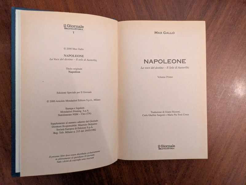 Napoleone - La voce del destino. Volume primo - Max Gallo - LIBRO