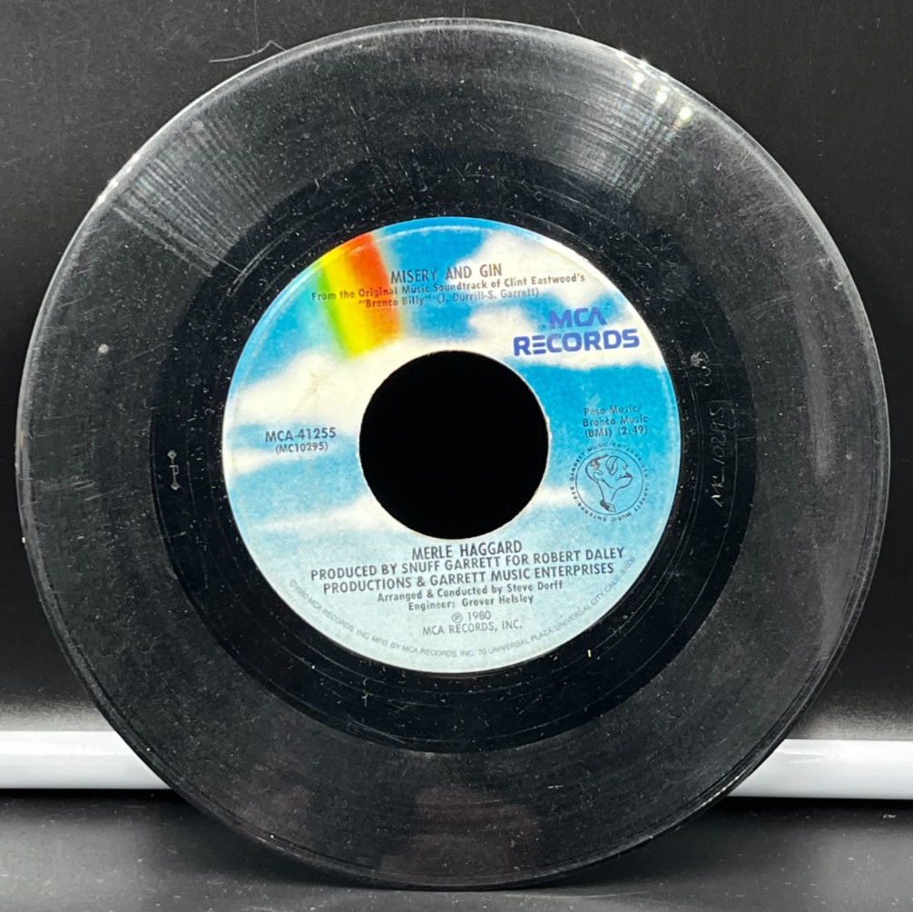 MCA Records Merle Haggard No One to Sing For/Misery and Gin 45 RPM Vinyl Record