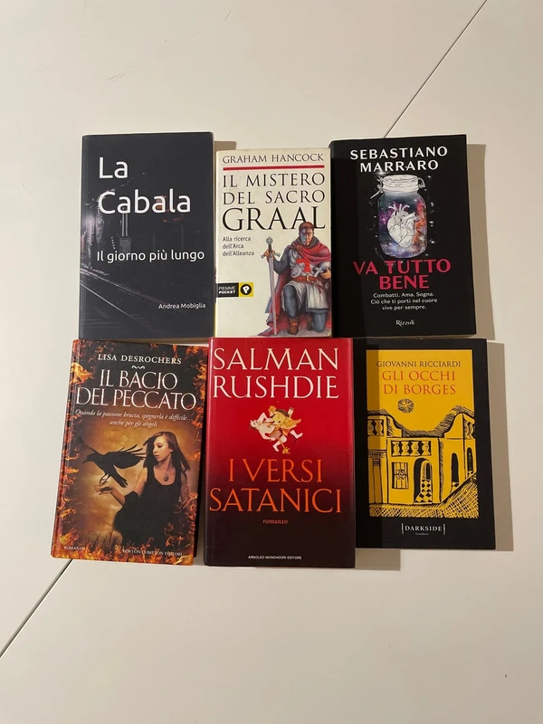 Lotto 6 libri Rushdie Versi Satanici + Cabala + Sacro Graal + Va tutto bene + Bacio Peccato + Borges