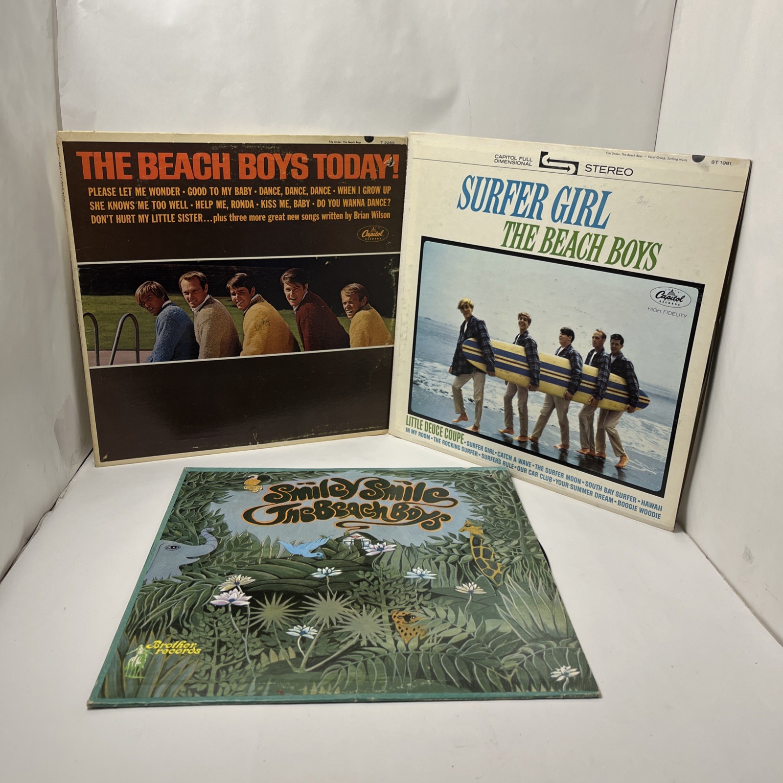 The Beach Boys - 3 Vinyl Record Albums - Suffer Girl - Today! - Smiley Smile