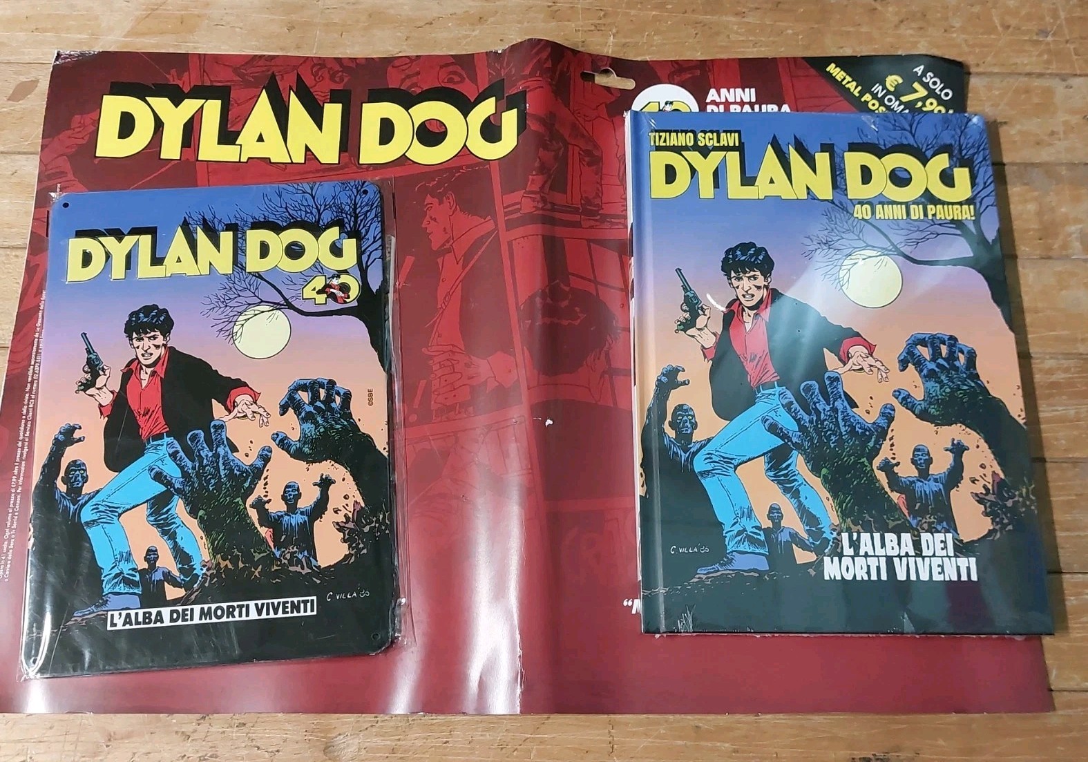DYLAN DOG ALBA DEI MORTI VIVENTI CON TARGA METALLO METAL POSTER 40 ANNIVERSARIO 