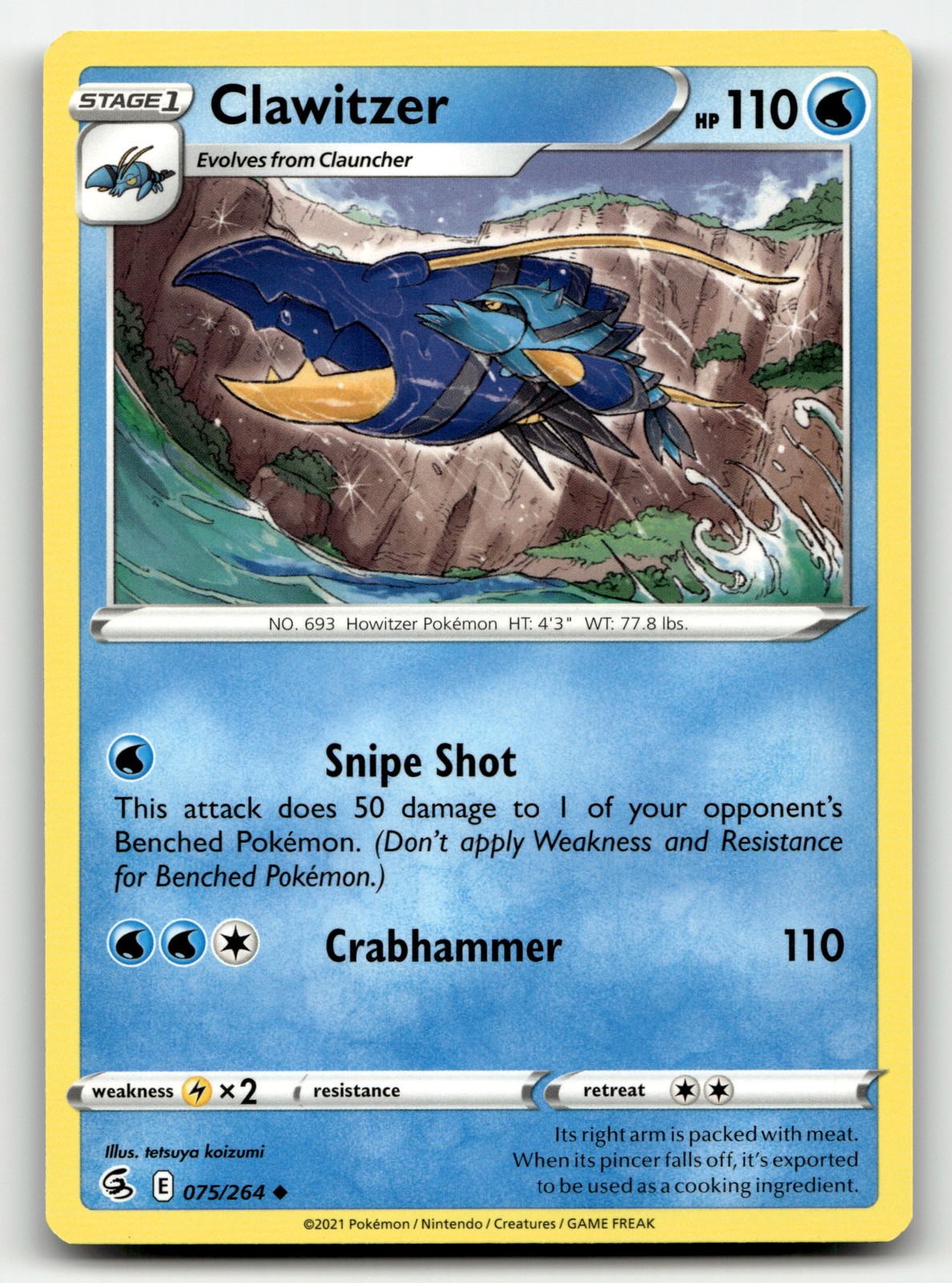 Clawitzer 75/264 Fusion Strike Uncommon Pokemon TCG [MP]