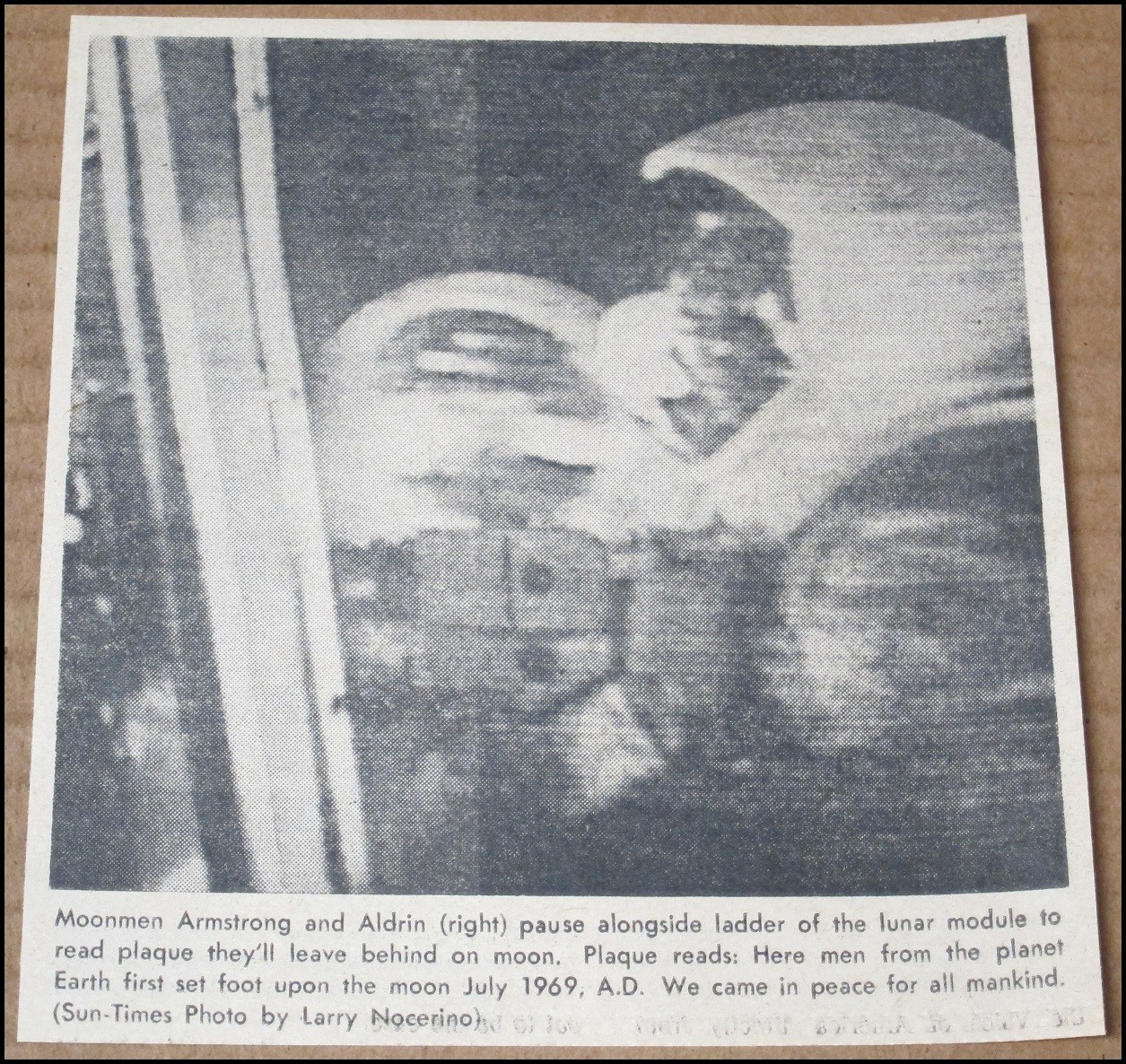 1969 Neil Armstrong Buzz Aldrin Newspaper Clipping Photo Apollo 11 Moon Landing