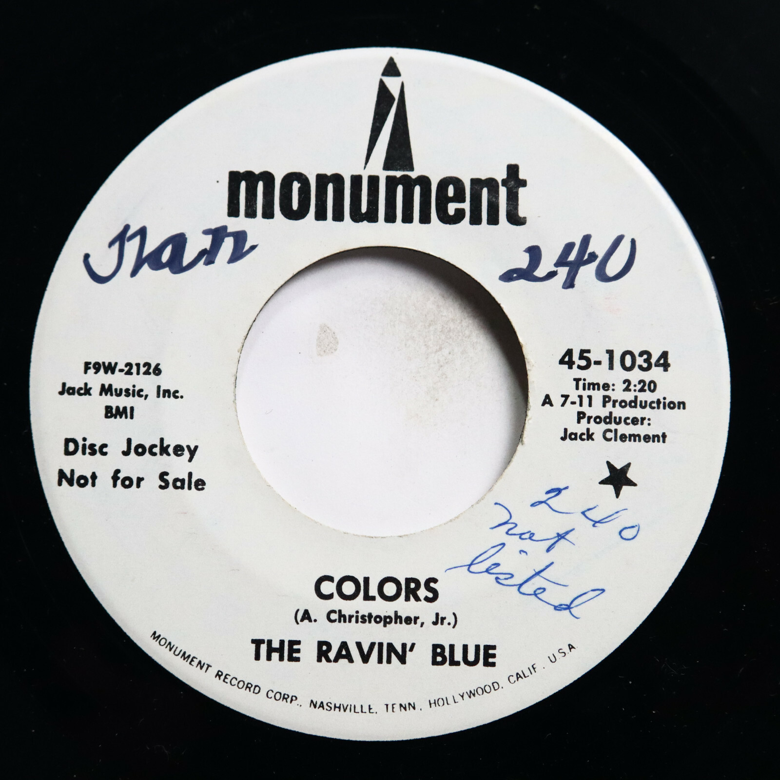 THE RAVIN' BLUE - COLORS / IN MY SORROW - ROCK 45 *PROMO*