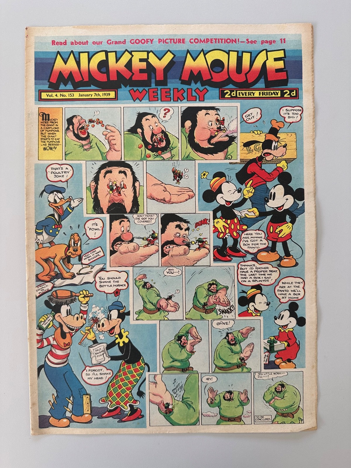 Mickey Mouse Weekly Comic #153 January 7th 1939 FN RARE