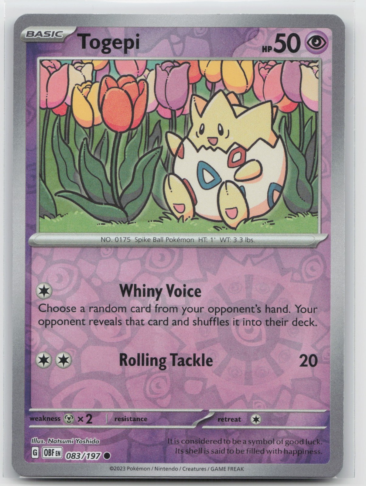 Fiamme Ossidiana Togepi 083/197 Pokemon comune quasi nuovo Natsumi Yoshida