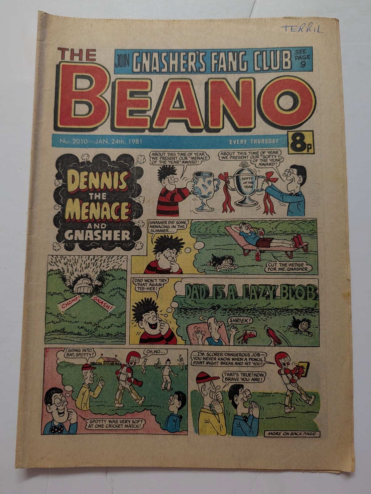 Beano Comic No 2010, January 24th 1981.