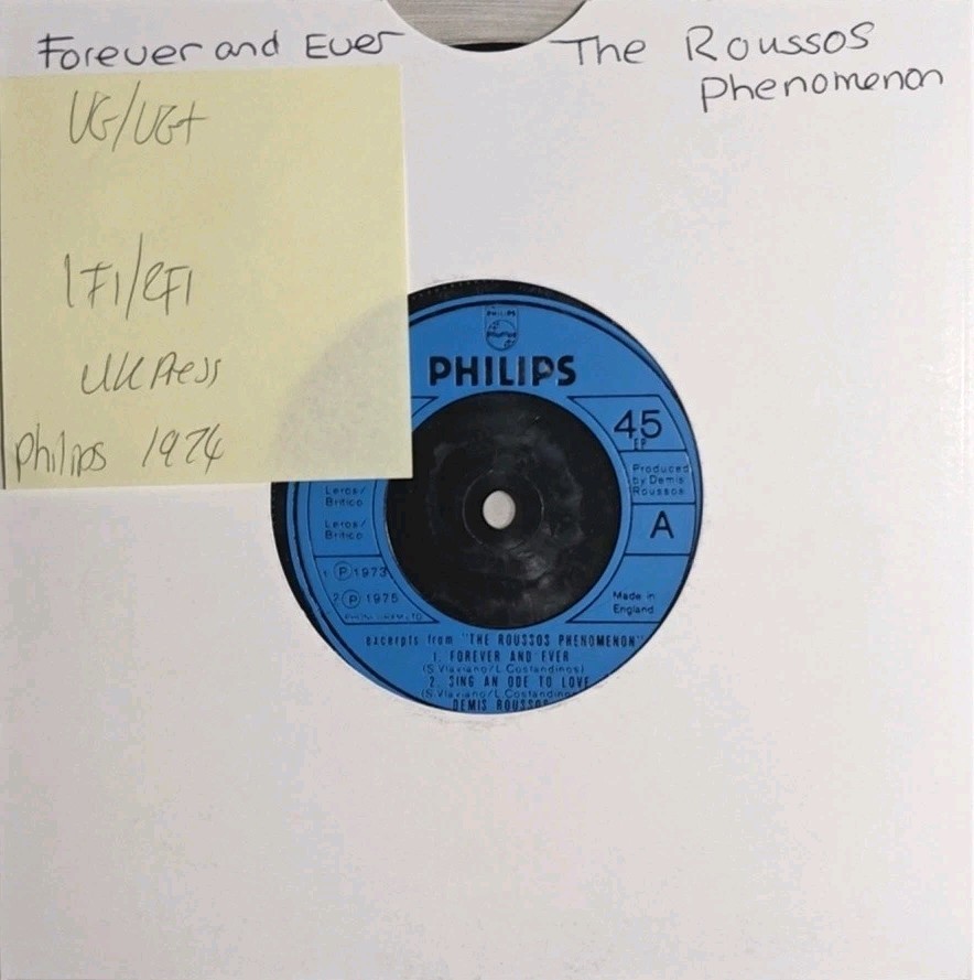 Demis Roussos Forever And Ever Vinyl Record 7" VG+/VG+ DEMIS 001 1976