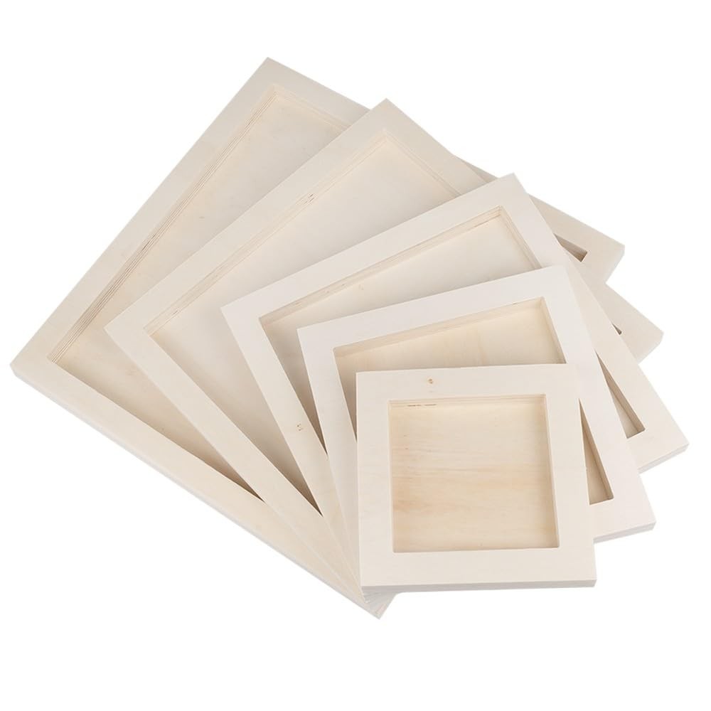 Lot de 5 Cadres en Bois Carrés Boîte Étagère Murale Décoration 013464 Formes