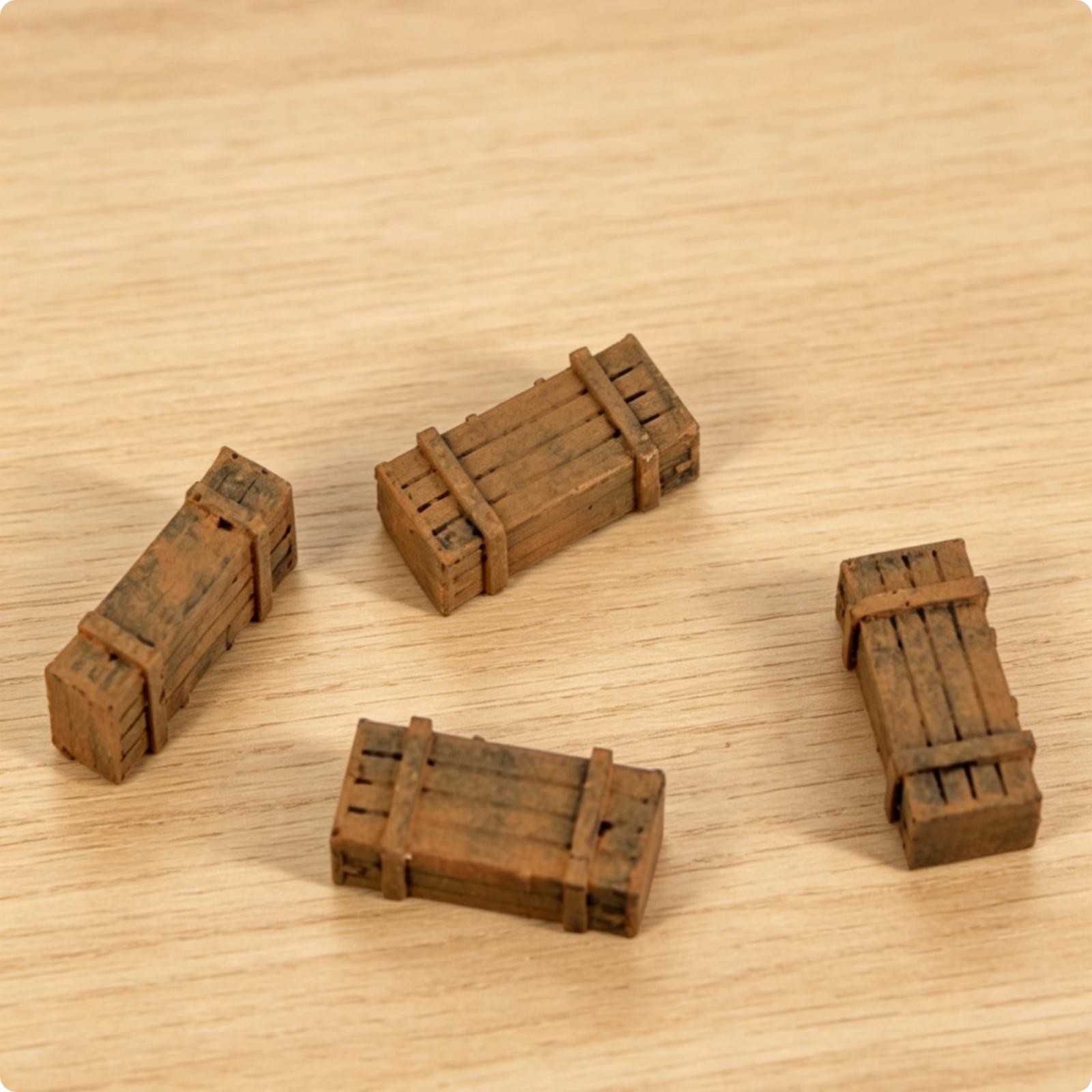 4 Pezzi Cassa In Scala 1:72, Mini Cassa In Legno Preverniciata, Stampata In
