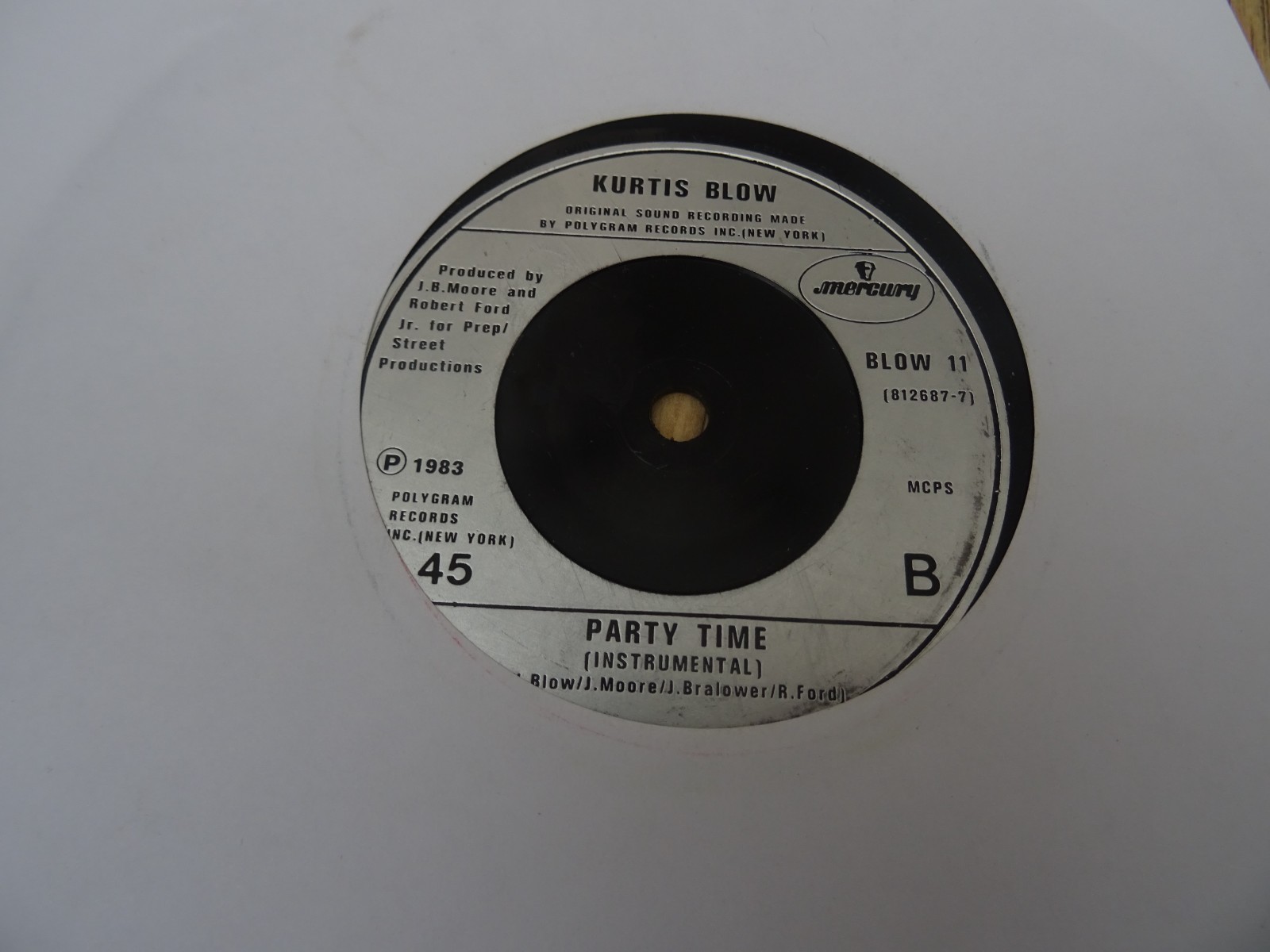 Kurtis Blow – Party Time 7" single in NM condition