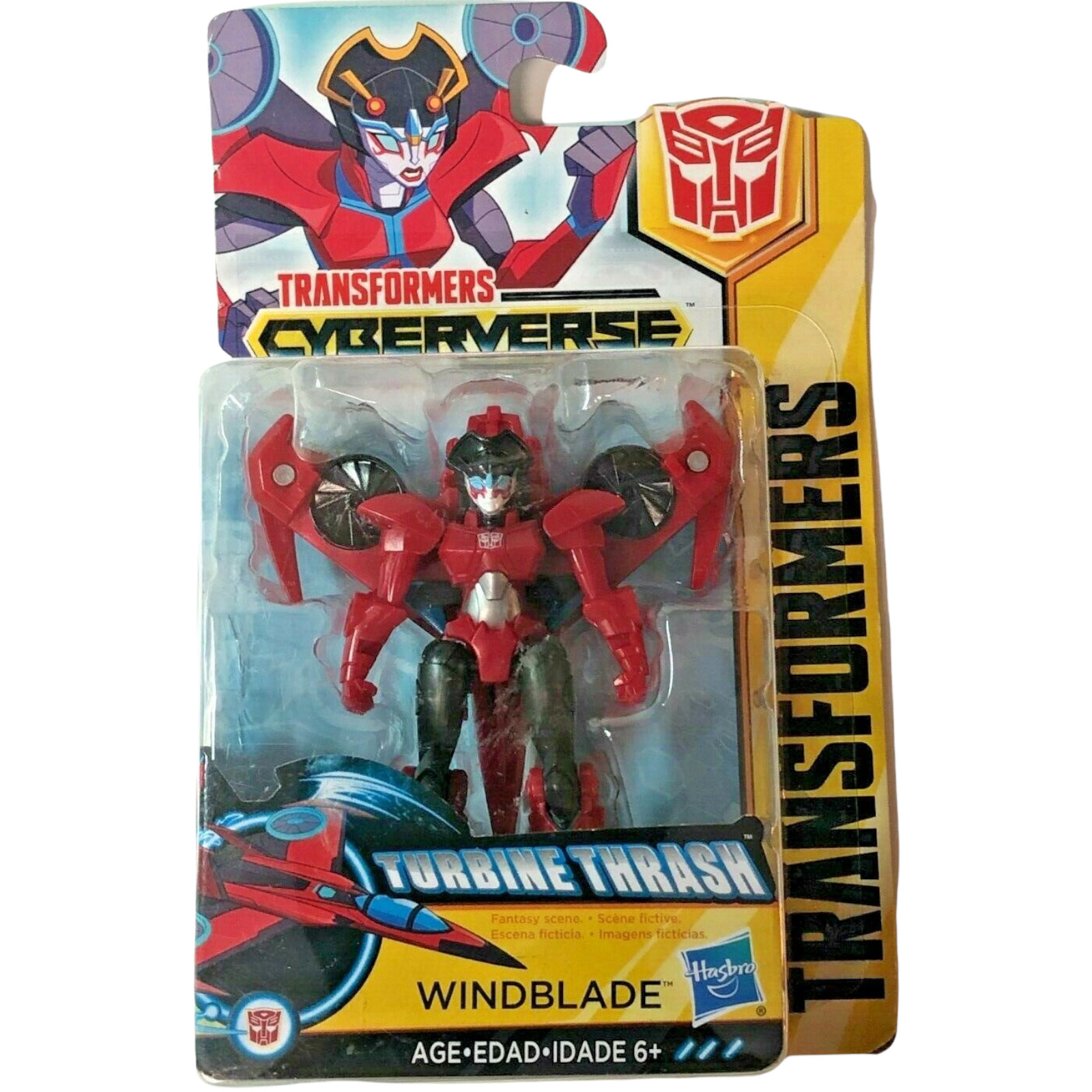 Transformers Cyberverse Turbine Thrash Windblade Hasbro Figura 4" Robot Rosso Nuovo