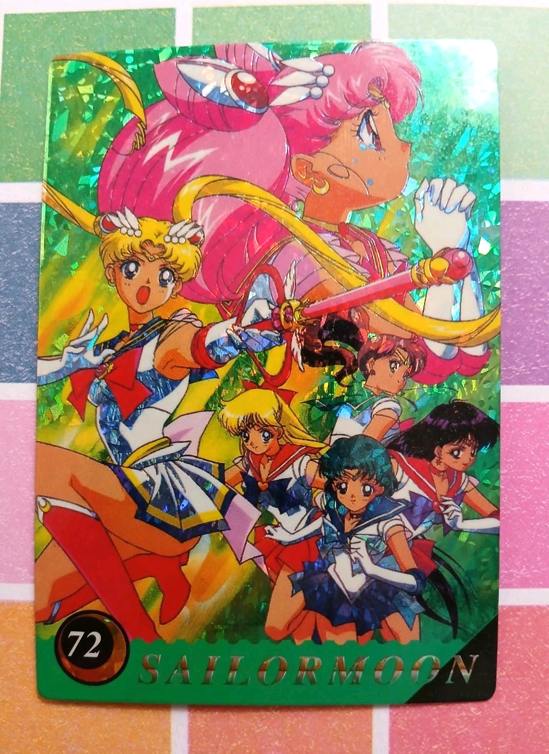 Carta adesiva Sailor Moon Prism #72 SuperS Inners & Chibi Moon Taiwan vintage