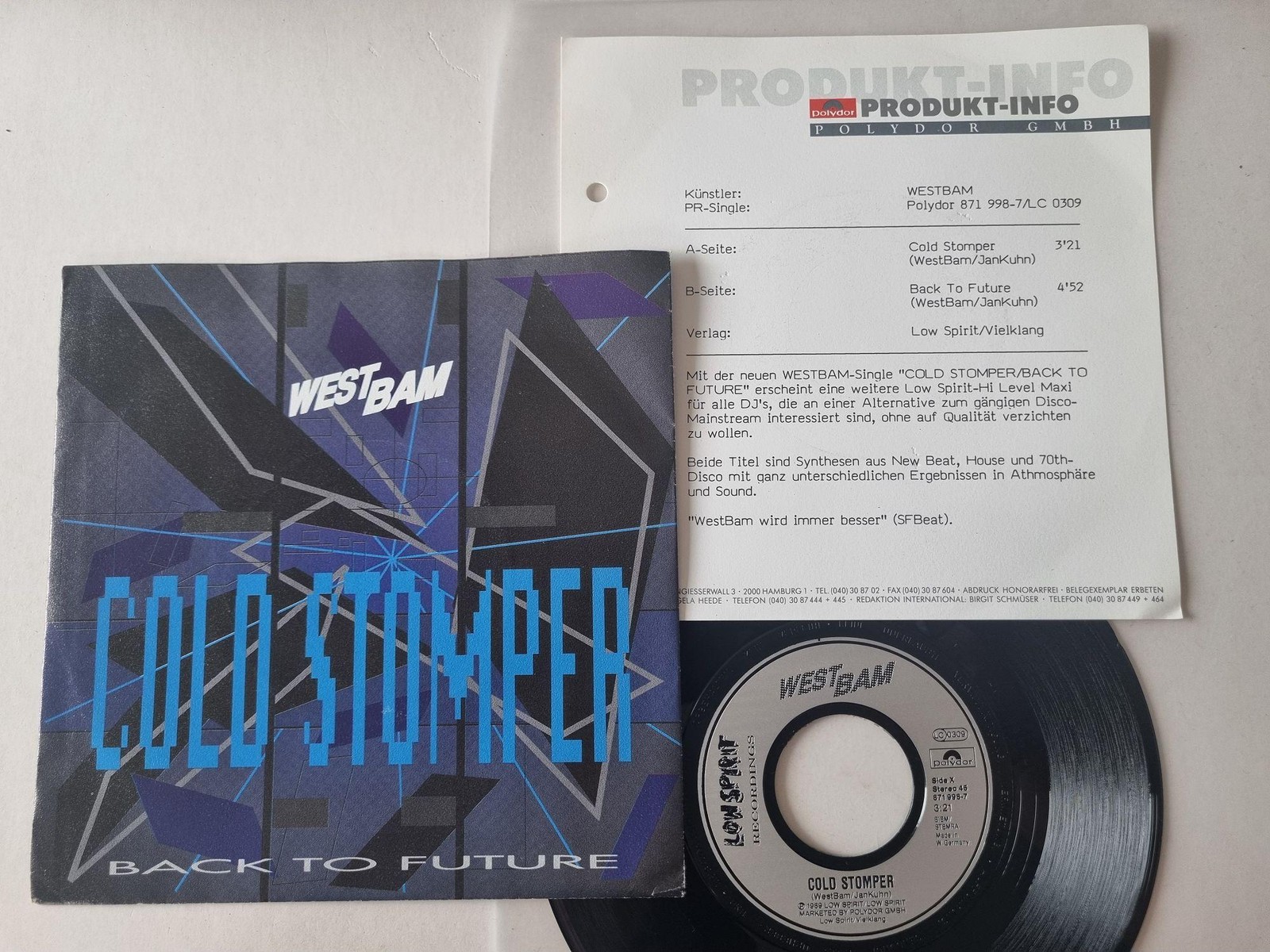 WestBam - Cold Stomper 7'' Vinyl Germany PROMO FACTS