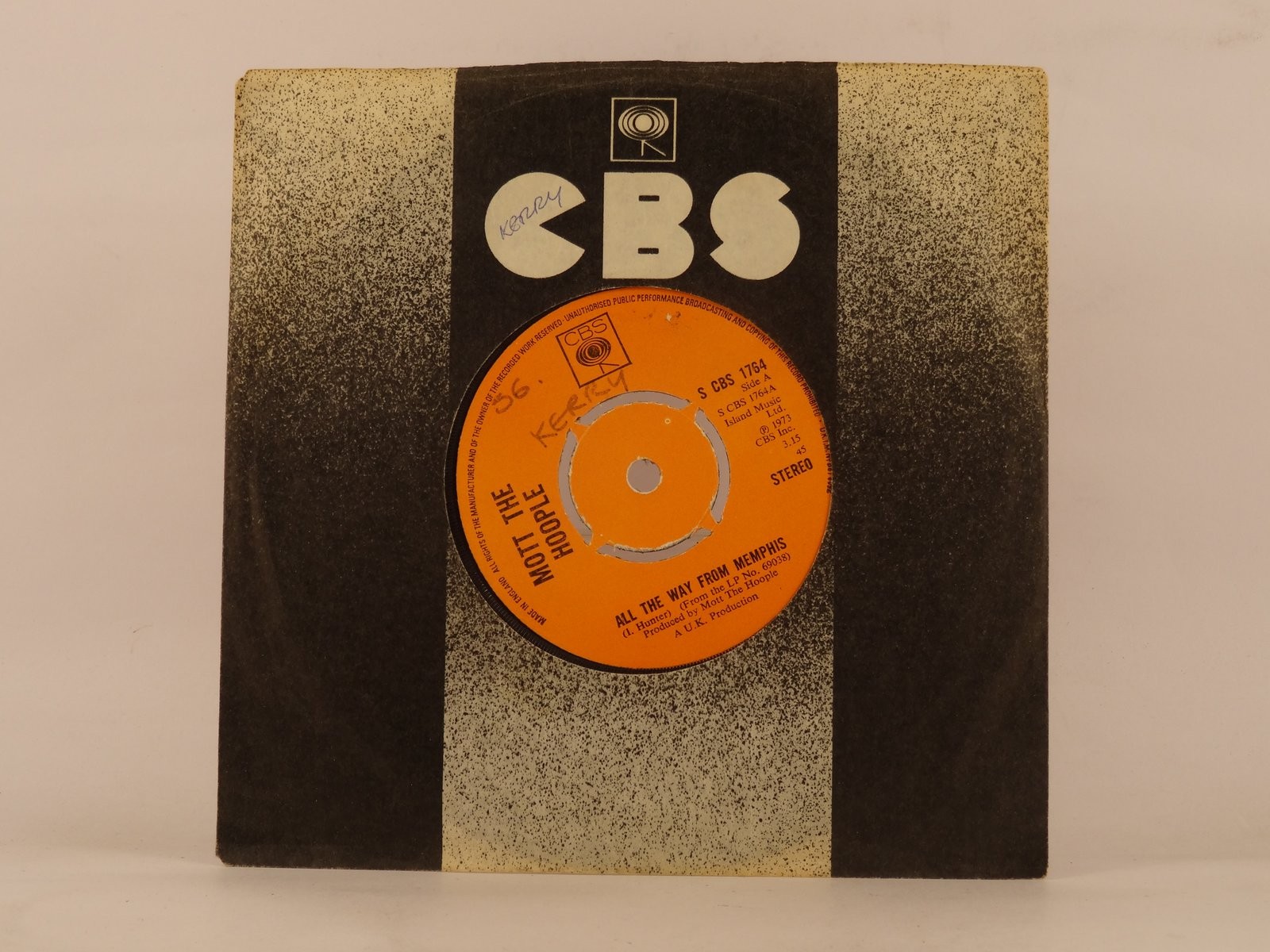 MOTT THE HOOPLE ALL THE WAY FROM MEMPHIS (95) 2 Track 7" Single plus Company Sle