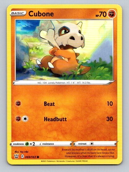 Carta Pokemon 2021 stili di battaglia Cubone 69/163