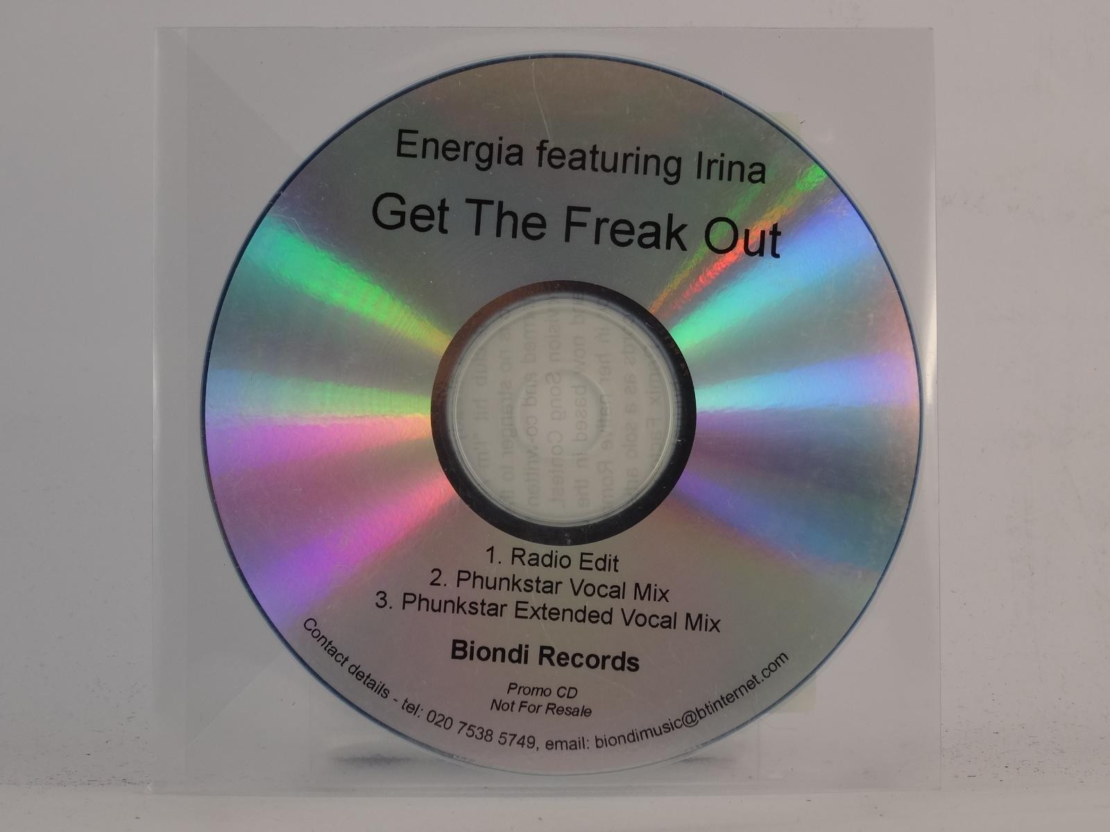 ENERGIA FT IRINA GET THE FREAK OUT (E41) 3 Track Promo CD Single plus Plastic Sl