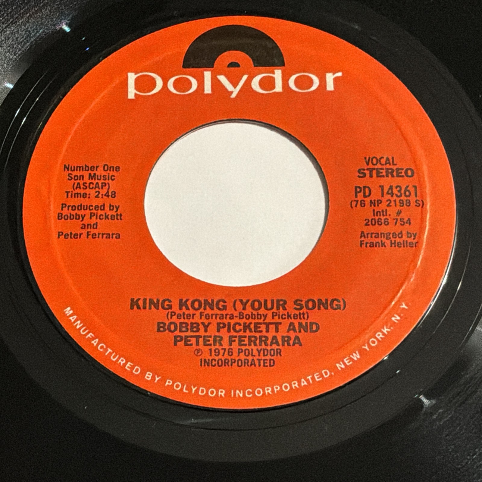 Bobby Pickett And Peter Ferrara: King Kong (Your Song) 45 - Polydor - Disco