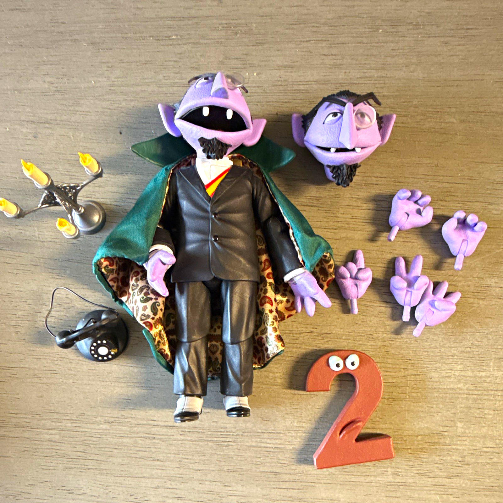 Modellino NECA Sesame Street Count von Count Vampire Alt Head Hands LOOSE