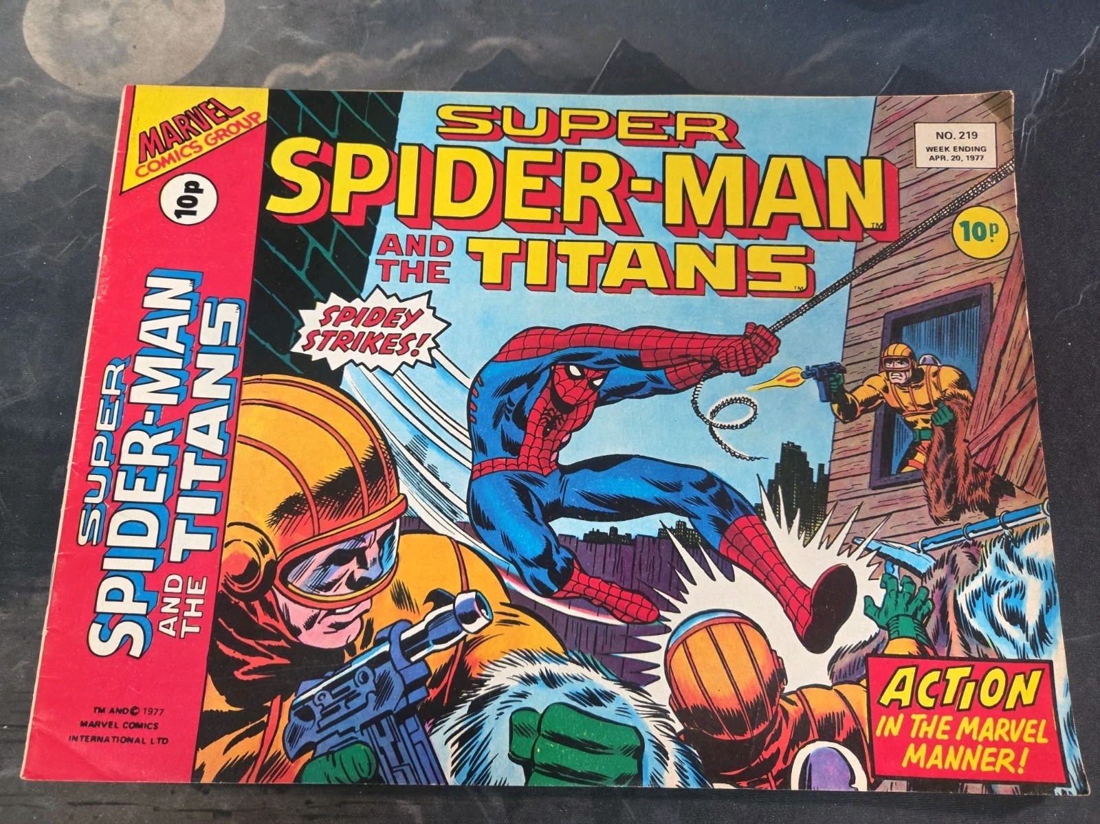 SUPER SPIDER-MAN & THE TITANS #219 (1977) Marvel Comics UK Poster Conan