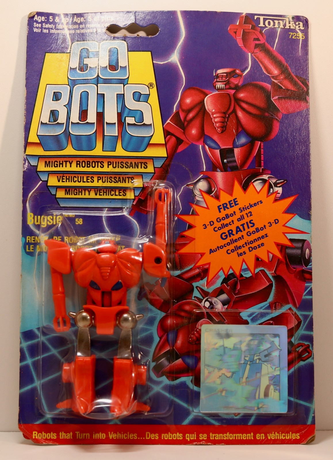 Vintage 1985 Tonka GoBots Bugsie #58 – MOC (Sealed on Card) w/ 3D Sticker