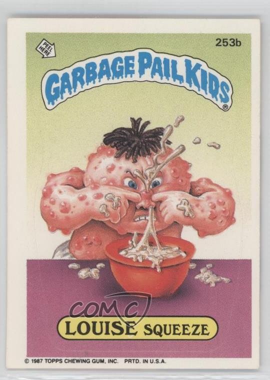 1987 Topps Garbage Pail Kids Series 7 LOUISE Squeeze (age Pai puzzle back) 1s7