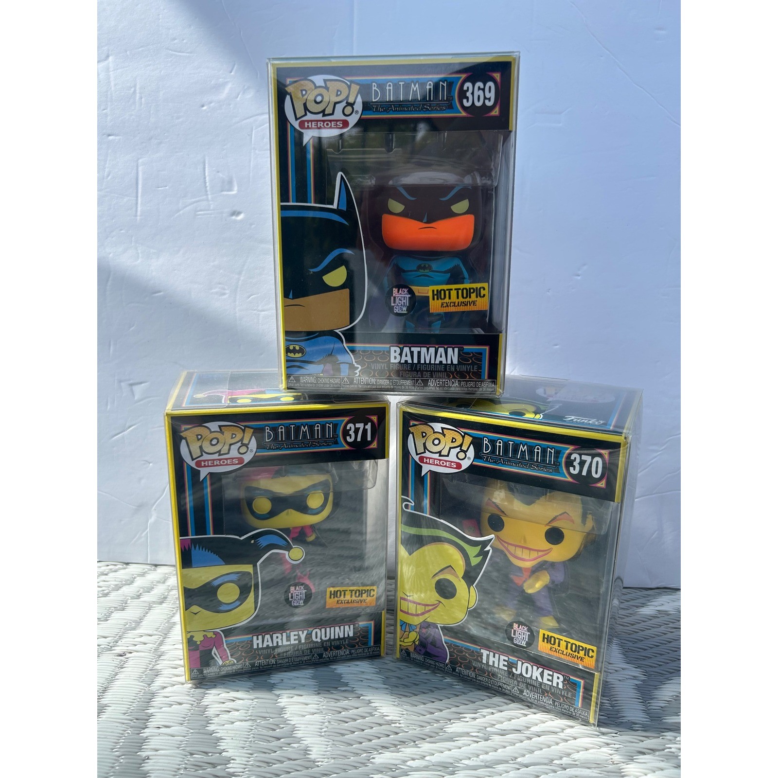 Funko Pop Batman The Animated Series Blacklight Set Hot Topic Exclusive 369-371
