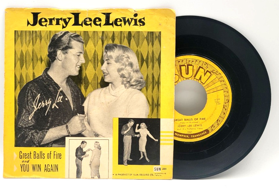 JERRY LEE LEWIS - GREAT BALLS OF FIRE / YOU WIN - POP ROCK - PICTURE SLEEVE & 45