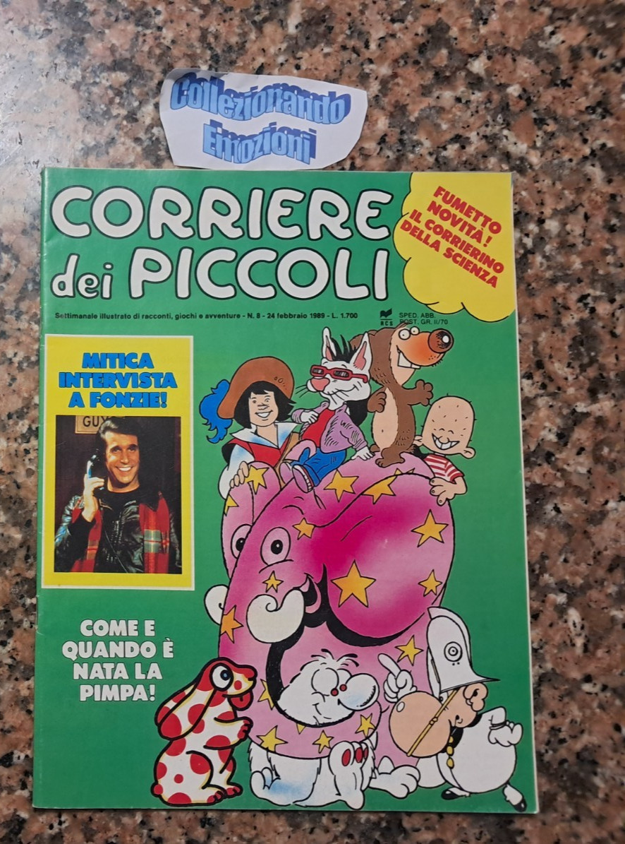 Corriere dei piccoli 8 1989-Fonzie Happy Days- Inserto Puffi-Pimpa-Isidoro-