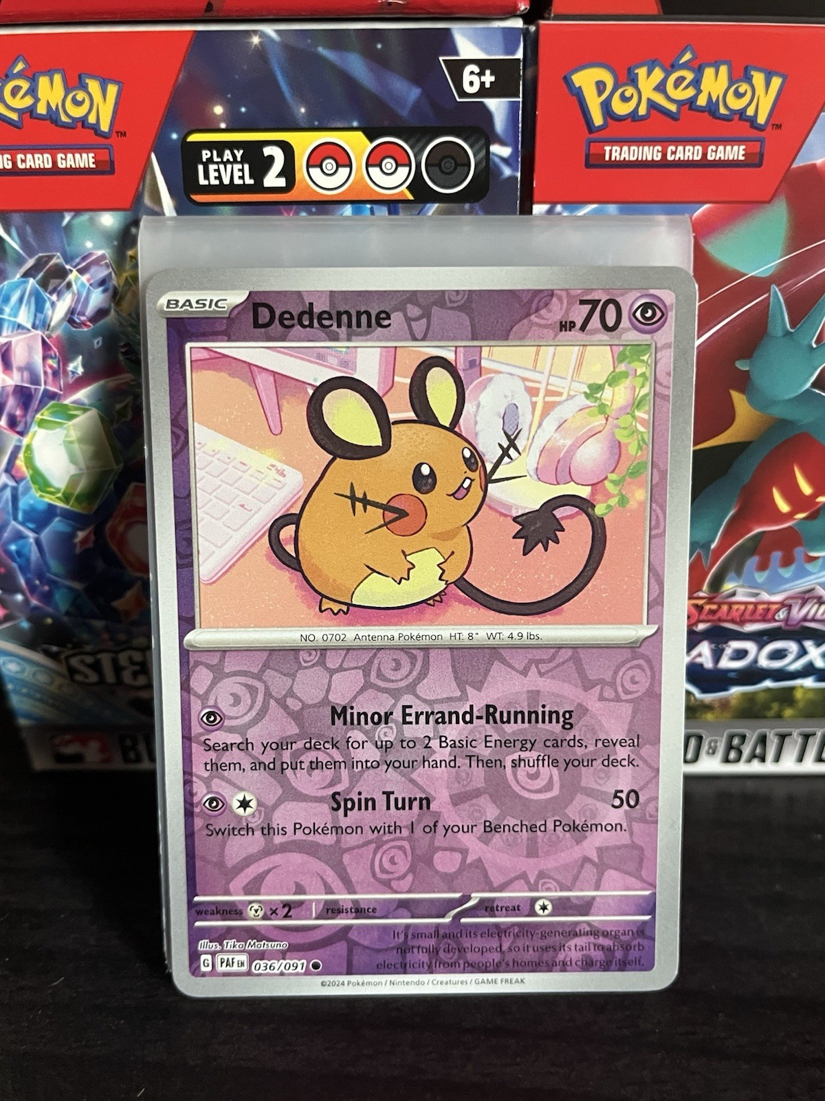 Dedenne Paldean Fates 36/91 Reverse Holo quasi nuovo