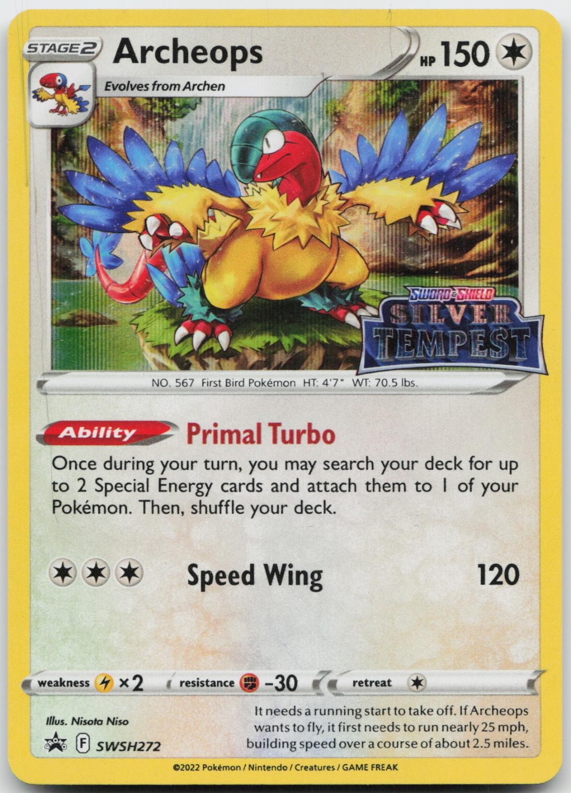 Archeops (Prerelease) SWSH272 Holo Promo Spada e Scudo Promo Pokemon quasi nuovo