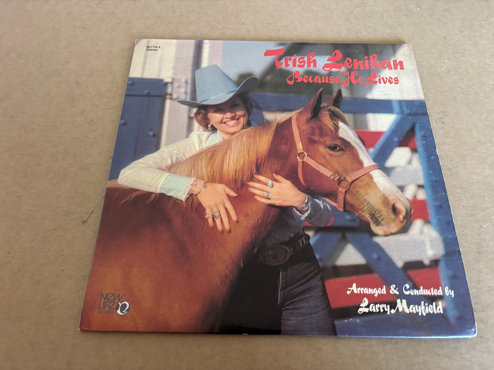 Trish Lenihan Because He Lives New Life Records Vinyl Gospel LP Larry Mayfield